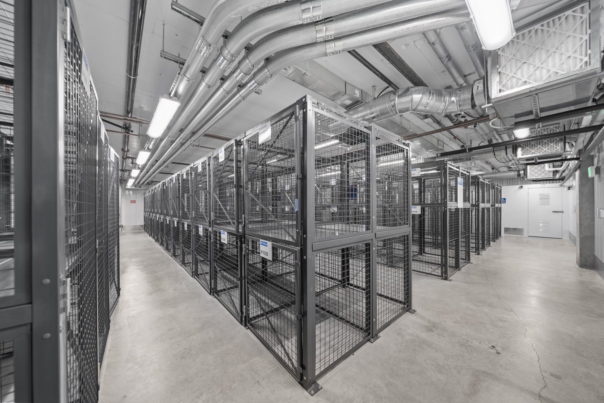 Wine storage cages at the West LA facility