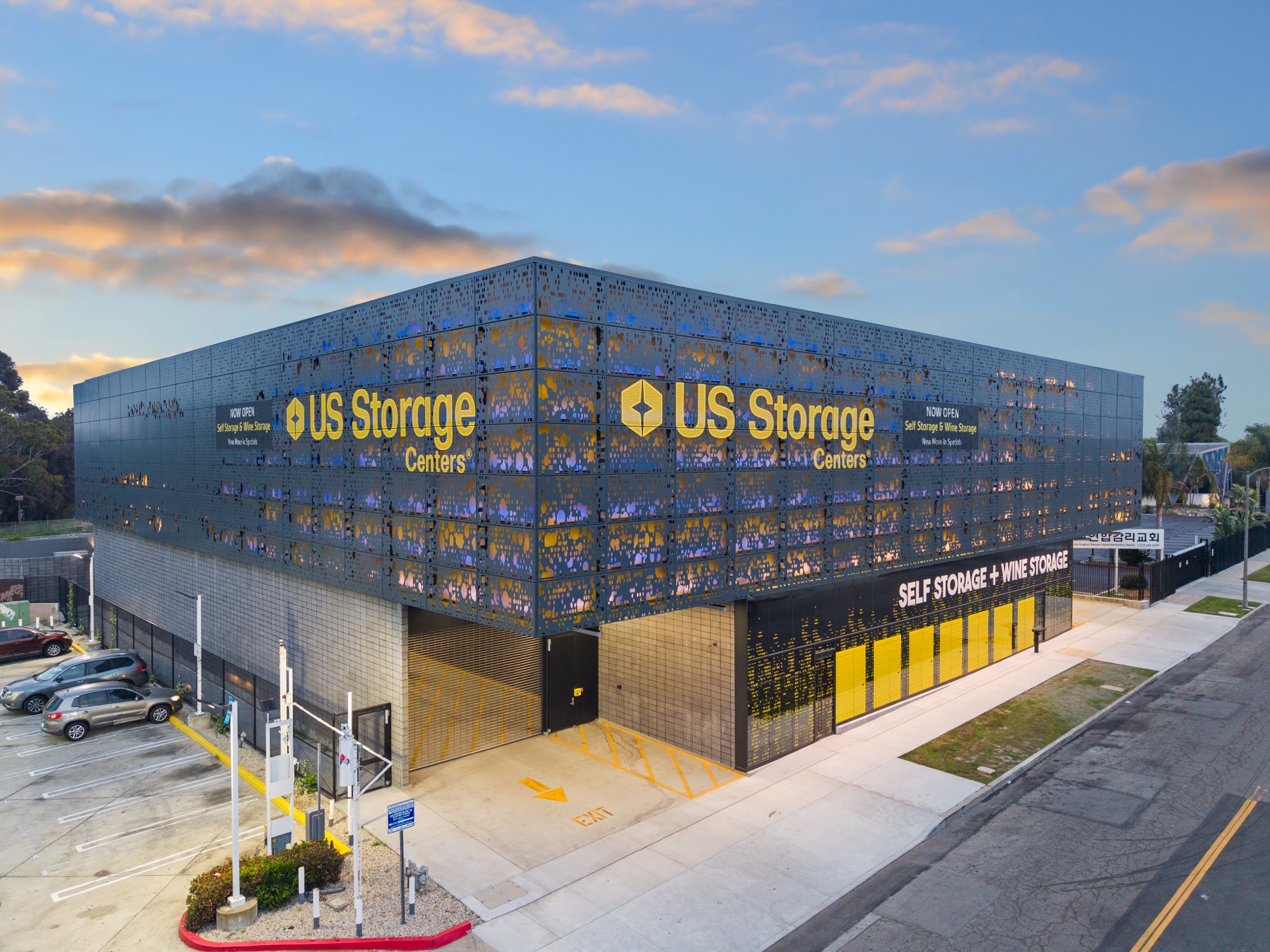 Aerial exterior view of the West LA self-storage facility